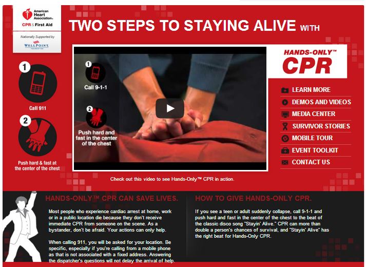 Hands Only CPR homepage